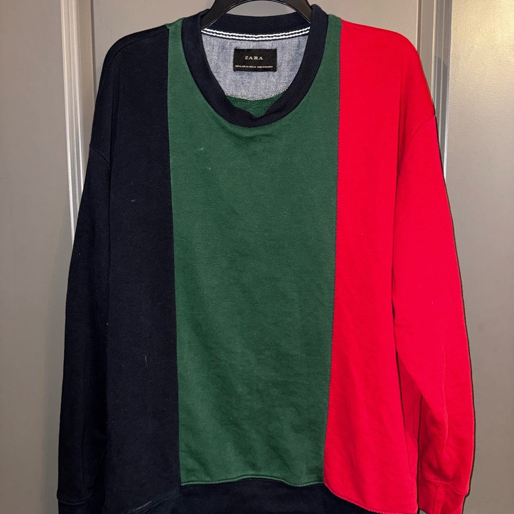 Zara Green and Navy Sweatshirt